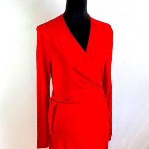 Paris Atelier & Other Stories Red O-Ring Wrap Dress Size 12